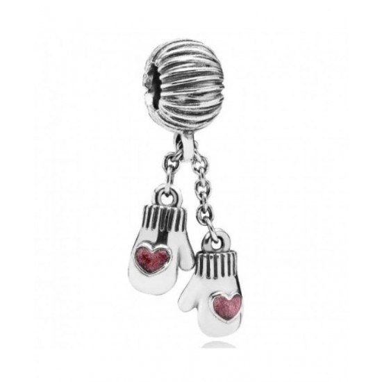 Pandora Charm-Silver Pink Enamel Mittens Drop Jewelry