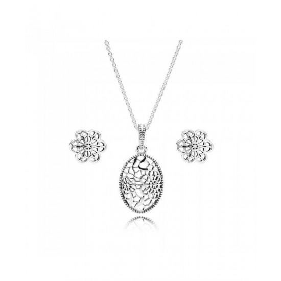Pandora Jewellery Set-Silver Daisy Lace