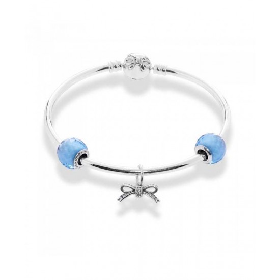 Pandora Bangle-Sky Blue Bow Complete Jewelry
