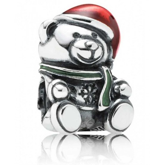 Pandora Charm-Silver Enamel Teddy Bear Jewelry