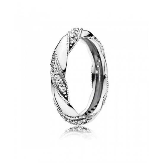 Pandora Ring-Silver Cubic Zirconia Ribbon Of Love