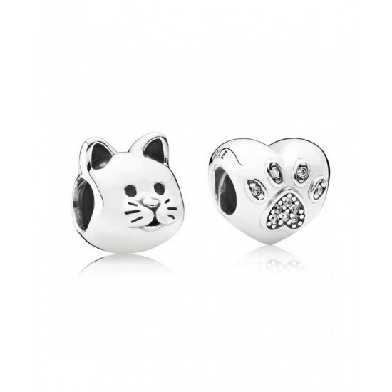 Pandora Charm-Silver I Love My Cat Jewelry