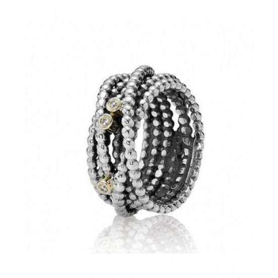 Pandora Ring-Silver And 14ct Gold Diamond Multi