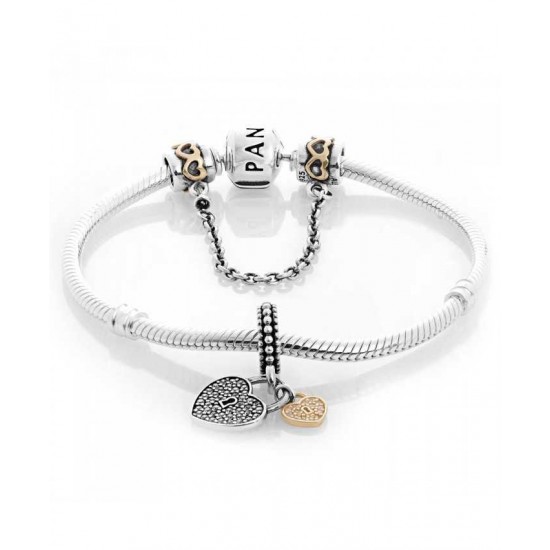 Pandora Bracelet-Golden Love Locks Complete Jewelry