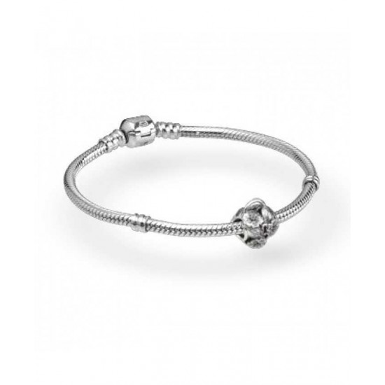 Pandora Bracelet-Floral Heart Padlock Complete