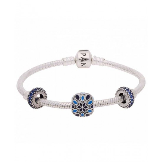 Pandora Bracelet-Sparkling Blue Rose Complete