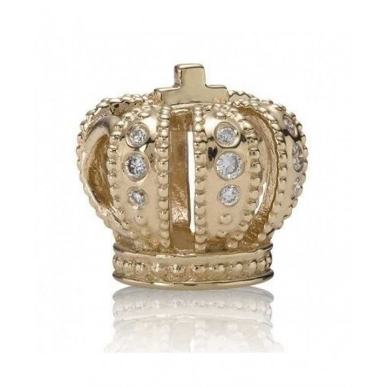 Pandora Charm-14ct Gold Diamond Crown Bead