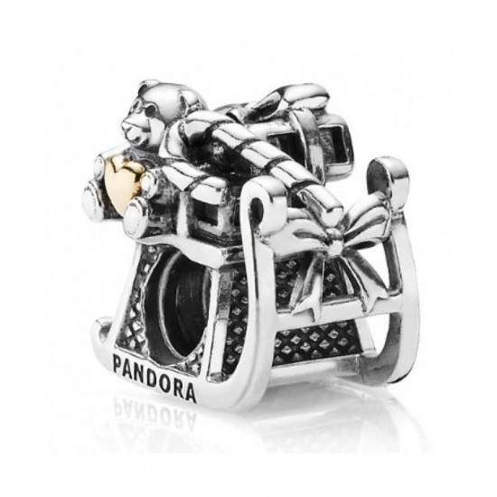 Pandora Charm-Silver 14ct Gold Sleigh Bead