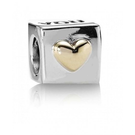 Pandora Charm-14ct Gold And Silver I Love You