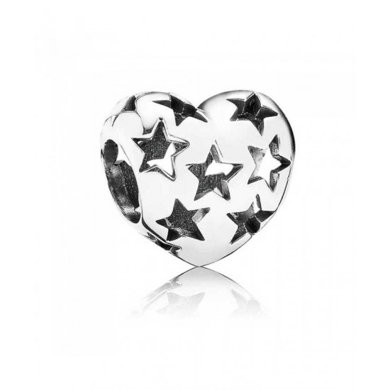 Pandora Charm-Silver Openwork Starry Heart