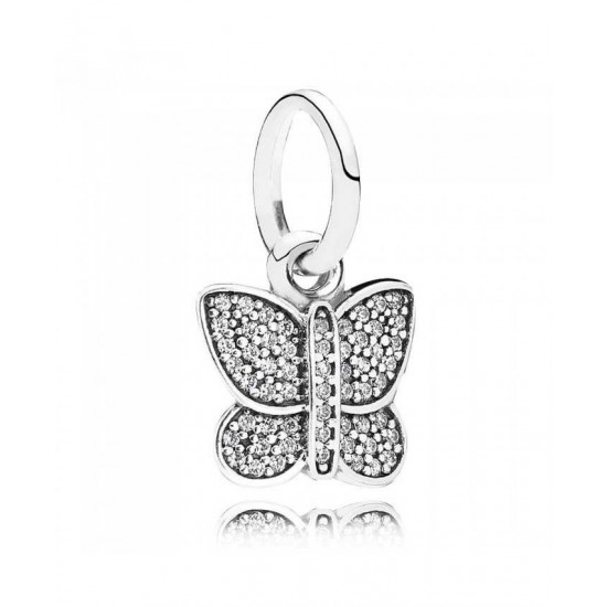 Pandora Charm-Silver Cubic Zirconia Butterfly Pendant