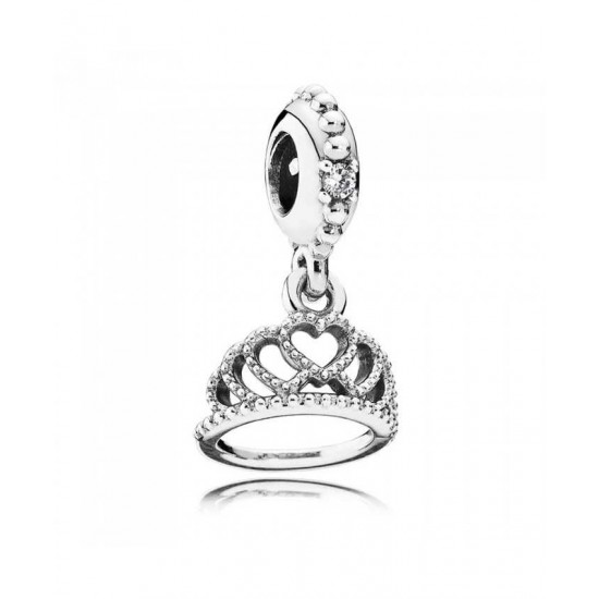 Pandora Charm-Silver Cubic Zirconia Heart Tiara