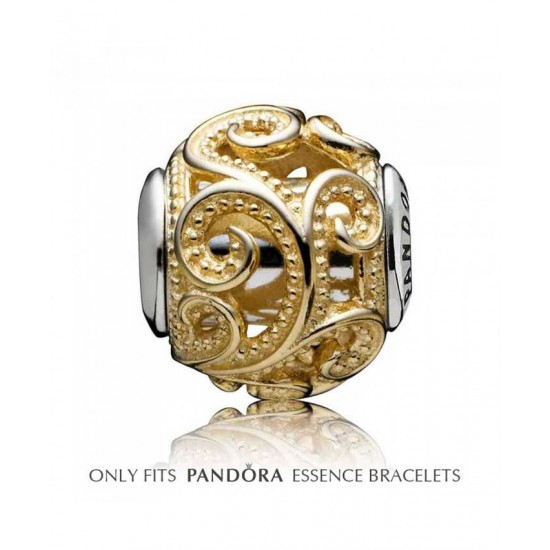 Pandora Charm-Essence Silver 14ct Gold Swirl Creativity