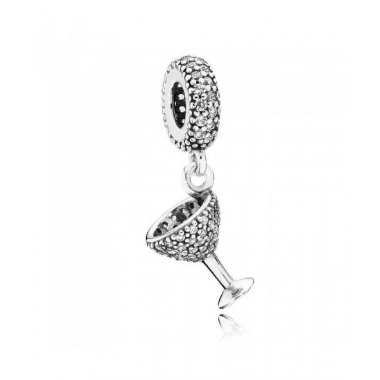 Pandora Charm-Silver Cubic Zirconia Cocktail Glass Dropper