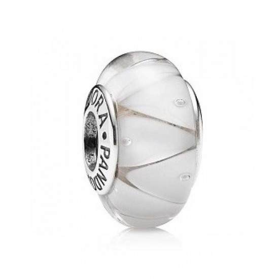 Pandora Charm-Silver And White Murano Glass
