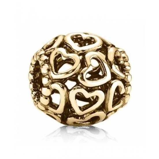 Pandora Bead-14ct Gold Open Work Hearts