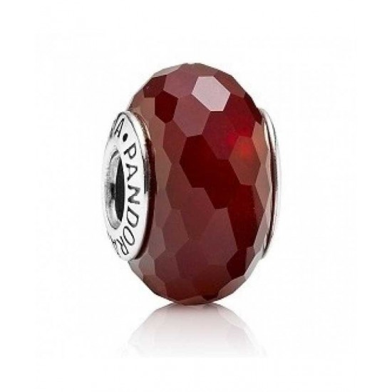 Pandora Bead-Sterling Silver Red Faceted Murano Glass
