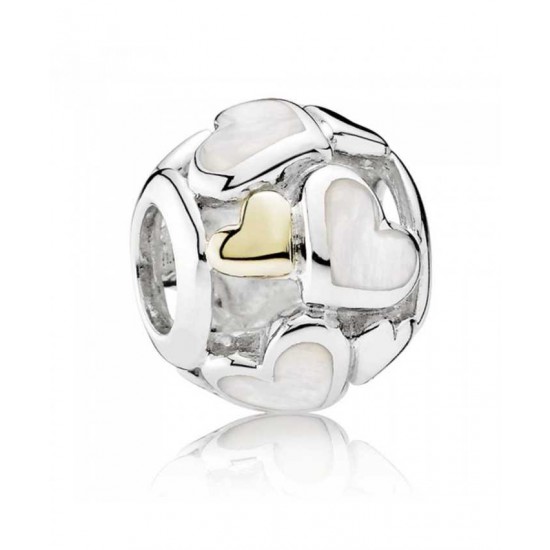 Pandora Charm-Silver 14ct Gold Cubic Zirconia Luminous Hearts