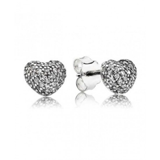 Pandora Earring-Silver Cubic Zirconia Pave Heart Stud