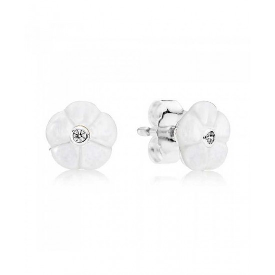 Pandora Earring-Silver Luminous Floral