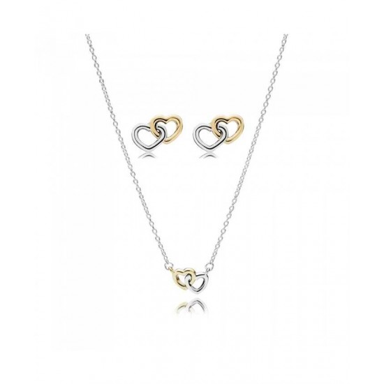 Pandora Set-Silver 14ct Interlocking Hearts Jewellery
