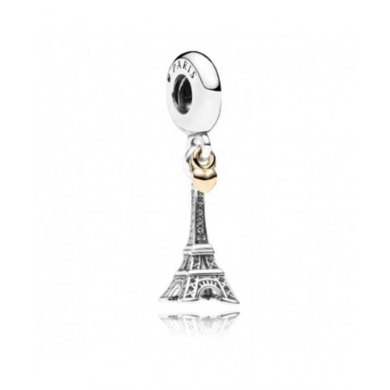 Pandora Pendant-Silver Eiffel Tower 14ct Gold