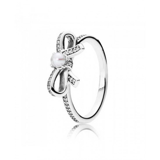 Pandora Ring-Silver Delicate Sentiments Pearl Bow